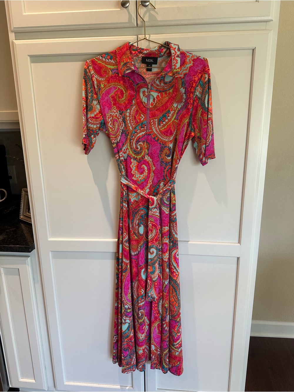 MSK Pink Paisley Maxi Dress with Multicolor Accents